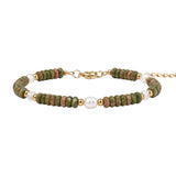 Handmade Flat Disc Natural Gemstone Bracelet 6mm Heishi Beads With Freshwater Pearls Silver Clasp Chain Adjustable Women #SB3137
