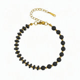 6MM Heishi Disc Spacer Round Bead Lava Stone Essential Oil Diffuser Gemstone Bracelet Gold Chain Adjustable #SB3145