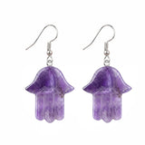 Hamsa Hand Natural Crystal Dangle Earrings Lucky Evil Eye Drop Earrings Spiritual Healing Jewelry For Women Daily Wear PE0671