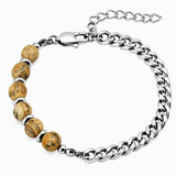 8MM Natural Stone Bead Stainless Steel Curb Chain Bracelet Unisex Healing Crystal Adjustable Men Women Stackable Jewelry #SB3152