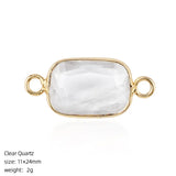 Rectangle Stone Connector Faceted Double Loop Links Pocket Healing Reiki Chakra Decor DIY Jewelry Making #SP2047