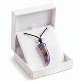 Crystal Ox-Horn Stone Pendant Necklace Adjustable Rope In Gift Box Healing Stone Choker for Men Women #SN2017