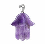 Natural Gemstone Hamsa Hand Pendant  for Making Jewelry Healing Crystal Fatima Charms Protective Amulet Jewelry