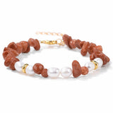 Wholesale Natural Gravel Stone Freshwater Pearl Bracelet Multi Color Crystal Beaded Bracelet Jewelry Gift for Women #SB3136