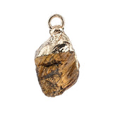 Natural Raw Crystal Gemstone Pendant Irregular Rough Stone Healing Quartz Charms Gold Plated Cap for DIY Jewelry Making