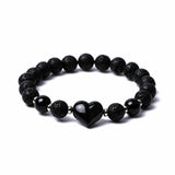 The Grounding Love Stone Bracelet - Handcrafted Lava Rock & Crystal Heart Jewelry #SB3134