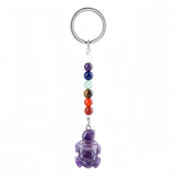 Healing Energy 7 Chakra Natural Crystal Turtle Keychain  Handcrafted Gemstone Bag Charm KC2311