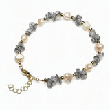 Natural Freshwater Pearl & Stone Bracelet Irregular Chip Crushed Stone Gold Plated Adjustable Chain Bracelet for Women #SB3157