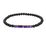 4mm Lava Rock Round Bead Bracelet Natural Stone Flat Disc Bead Stretch Bracelet Boho Crystal Jewelry for Women #SB3156