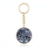 Fashion 30MM Round Disc Gemstone Keychain Chakra Healing Amulet Car Key Holder Ring  #KC2060