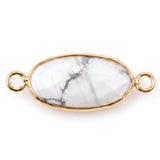 Faceted Oval Gemstone Connector Charms with Double Loops for Jewelry Making DIY Bracelet Necklace #SP2052