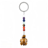 Healing Energy 7 Chakra Natural Crystal Turtle Keychain  Handcrafted Gemstone Bag Charm KC2311