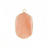 Gemstone Hexagonal Pendants for DIY Making Jewelry Luxury Gold Edge Crystal Stone Charms Women Gift #SP2059