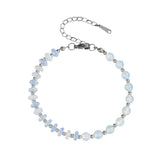 6MM Heishi Disc Spacer Round Bead Gemstone Bracelet Silver Chain Adjustable #SB3145