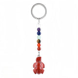 Healing Energy 7 Chakra Natural Crystal Turtle Keychain  Handcrafted Gemstone Bag Charm KC2311