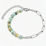 Healing Crystal Chips Stone Paperclip Link Bracelet Dainty Layering Handmade Bracelet Multiple Stone Options #SB3165