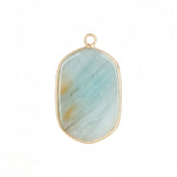 Gemstone Hexagonal Pendants for DIY Making Jewelry Luxury Gold Edge Crystal Stone Charms Women Gift #SP2059