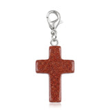 Gemstone Cross Charms with Lobster Clasps 18x25mm Healing Crystal Pendant for DIY Jewelry Making Reiki Energy #SP1030