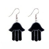 Hamsa Hand Natural Crystal Dangle Earrings Lucky Evil Eye Drop Earrings Spiritual Healing Jewelry For Women Daily Wear PE0671