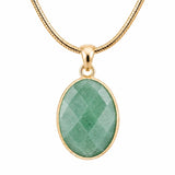 Faceted Oval Natural Crystal Gold Plated Pendant Necklace Snake Chain Multiple Stone Healing Stone Necklace