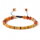 Natural Agate Round Bead Bracelet Pearl Shell Heishi Disc Spacer Adjustable Braided #SB3148