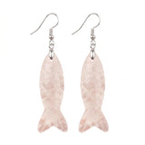 Hand Carved Natural Gemstone Fish Earrings for Women Crystal Dangle Earrings with Hypoallergenic Hooks Healing Stone Jewelry
