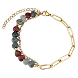 6MM Heart Shape Gemstone Paperclip Chain Bracelet Gold Stainless Steel Adjustable Dainty Stackable Women Jewelry #SB3164