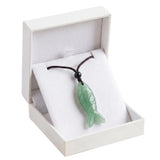 Hand Carved Gemstone Fish Necklace Boho Crystal Pendant Healing Crystal Jewelry for Her/Him Adjustable Gift Box