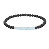 4mm Lava Rock Round Bead Bracelet Natural Stone Flat Disc Bead Stretch Bracelet Boho Crystal Jewelry for Women #SB3156