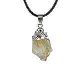 Healing Chakra Crystal Necklace for Women Men  Silver Cap  Irregular Rough Tumbled Stone Pendant Jewelry