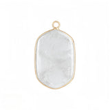Gemstone Hexagonal Pendants for DIY Making Jewelry Luxury Gold Edge Crystal Stone Charms Women Gift #SP2059
