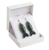 Hand Carved Gemstone Fish Earrings for Women Crystal Dangle Earrings with Hypoallergenic Hooks Healing Stone Jewelry Gift Box