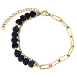 6MM Heart Shape Gemstone Paperclip Chain Bracelet Gold Stainless Steel Adjustable Dainty Stackable Women Jewelry #SB3164