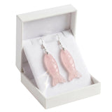 Hand Carved Gemstone Fish Earrings for Women Crystal Dangle Earrings with Hypoallergenic Hooks Healing Stone Jewelry Gift Box
