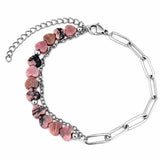 6MM Heart Shape Gemstone Paperclip Chain Bracelet Stainless Steel Adjustable Dainty Stackable Women Jewelry #SB3164