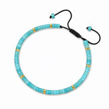 4MM Natural Stone Heishi Disc Braided Bracelet, Gold Spacer Bead Adjustable Woven Boho Stackable Bracelet for Women #SB3151