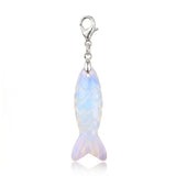 Hand Craved Gemstone Fish Charms Tag for Keychain Bag DIY Jewelry Pendants with Lobster Clasp Healing Stones