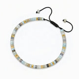 4MM Natural Stone Heishi Disc Braided Bracelet, Gold Spacer Bead Adjustable Woven Boho Stackable Bracelet for Women #SB3151