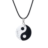 Yin Yang Necklace Natural Howlite Obsidian Tai Chi Pendant Zen Balance Amulet 25mm Fengshui Ornament for Decoration & Jewelry