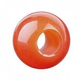 12mm Round Natural Gemstone Large Hole Beads, 5mm Big Hole Polished Stone Ball Beads for DIY Jewelry Making
