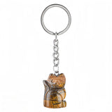 Healing Crystal Stone Cat Keychain Reiki Lucky Charms Keyring Women Bag Car Pendant