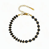 6MM Heishi Disc Spacer Round Bead Lava Stone Essential Oil Diffuser Gemstone Bracelet Gold Chain Adjustable #SB3145