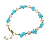 Natural Freshwater Pearl & Stone Bracelet Irregular Chip Crushed Stone Gold Plated Adjustable Chain Bracelet for Women #SB3157