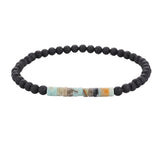 Matte Black Onyx 4mm Round Bead Bracelet Heishi Spacer Stone Bead Unisex Elastic Stackable Healing Crystal Wrist Jewelry #SB3156