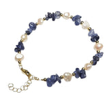 Natural Freshwater Pearl & Stone Bracelet Irregular Chip Crushed Stone Gold Plated Adjustable Chain Bracelet for Women #SB3157