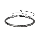 4MM Hematite Flat Tube Bead Braided Bracelet Adjustable Macrame Sliding Knot Bracelet Multi Color Hematite Beads Woven Bracelet
