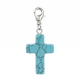 Gemstone Cross Charms with Lobster Clasps 18x25mm Healing Crystal Pendant for DIY Jewelry Making Reiki Energy #SP1030