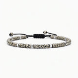 Dainty 4MM Gemstone Heishi Braided Bracelet Silver Accent Spacer Beads Handmade Woven Stackable Bracelet for Women #SB3151