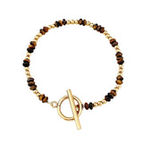 4MM Natural Stone Heishi Disc Bracelet Gold OT Toggle Clasp Dainty Stackable Boho Crystal Beaded Bracelets Women Jewelry #SB3147G