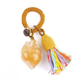 Healing Crystal Heart Key Ring Colorful Tassel Woven Rope Key Holder Women Spiritual Stone Bag Accessory Birthday Gift KC2043